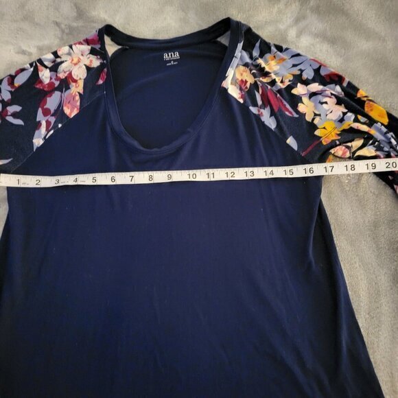 ANA 3/4 Floral‎ Sleeve Blue Top- H022 - Picture 5 of 8
